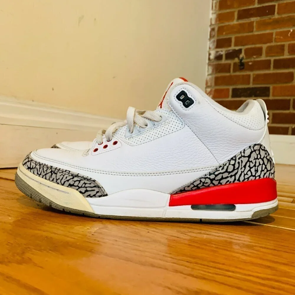 Nike Air Jordan 3 Retro Hall of Fame 2018 Size 11 136064-116 White Red Grey OG
